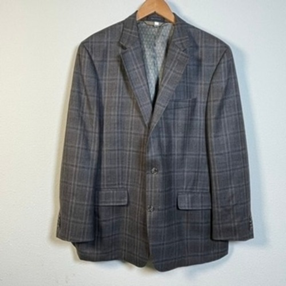 Michael Kors Blazer Mens 42R Brown Plaid Wool Two Button Sport Coat Unstructured